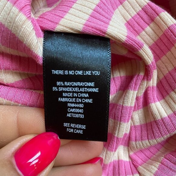 AFRM Pink Striped Ribbed "Saddle" One Shoulder Crop Top Sz Medium Womens Bnwot - Picture 4 of 8